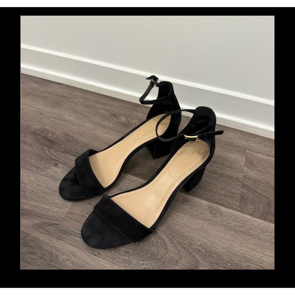 Aldo Elegant Black Ankle Strap Heels, size 8.5